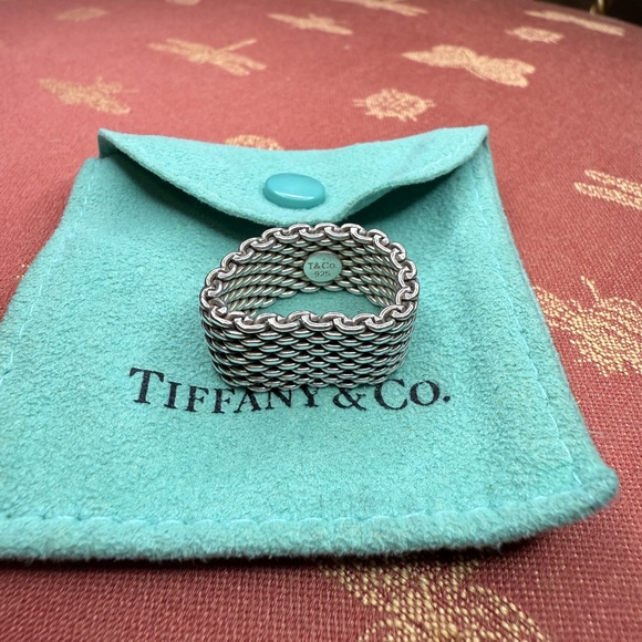 Tiffany & Co Sterling Silver Somerset Mesh Ring Authentic Size 6/6.5 Unisex - Picture 1 of 6